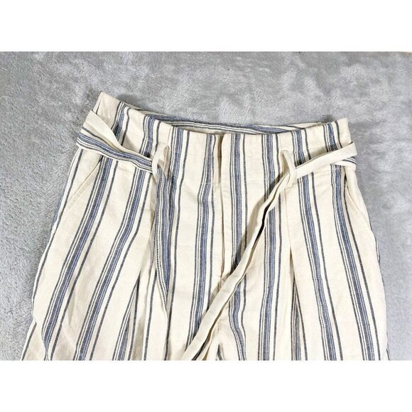 Lauren Ralph Lauren Striped Linen-Blend Pants Size 4P | Belted High-Waist | - Picture 4 of 13